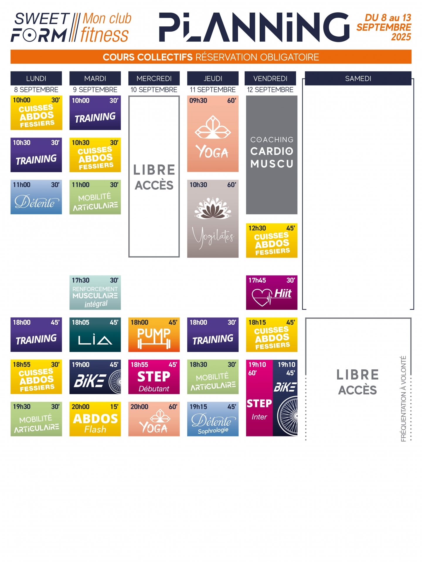 planning du 08 au 13 sept 2025